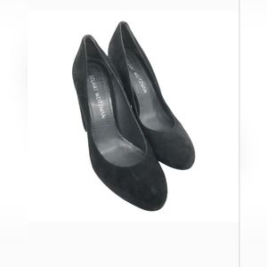 Stuart Weitzman Womens Size 9 M Moda Black Suede Heels Round Toe Dress Pump